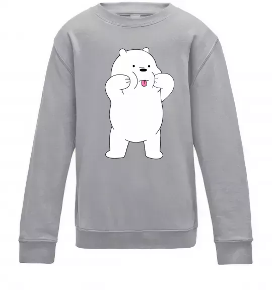 Дитячий світшот Обычные медведи Белый показывает язык Сірий меланж фото