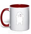 Чашка с цветной ручкой Обычные медведи Белый показывает язык Красный фото