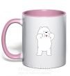Чашка с цветной ручкой Обычные медведи Белый показывает язык Нежно розовый фото