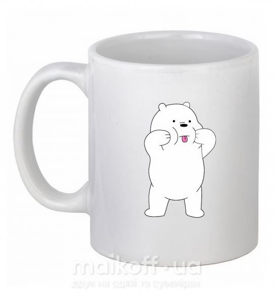 Чашка керамічна Обычные медведи Белый показывает язык Білий фото