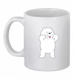 Чашка керамічна Обычные медведи Белый показывает язык Білий фото