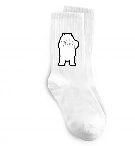 Носки Обычные медведи Белый показывает язык Белый фото