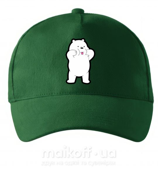 Кепка Обычные медведи Белый показывает язык Темно-зеленый фото