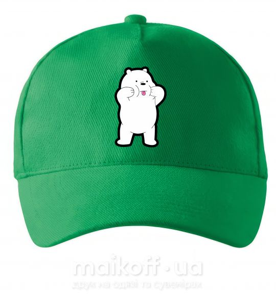Кепка Обычные медведи Белый показывает язык Зеленый фото