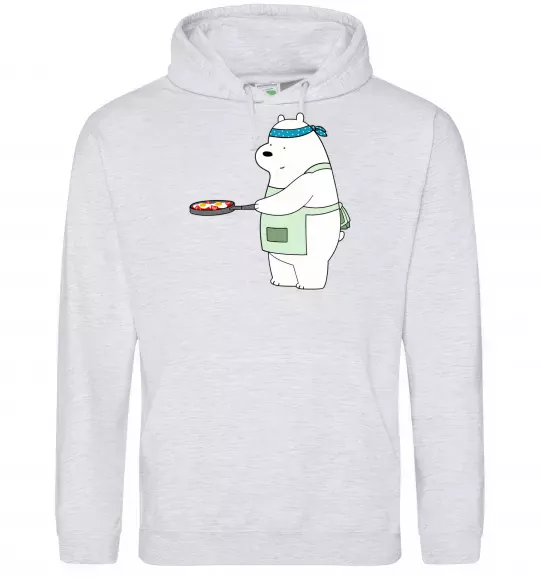 Жіноча толстовка (худі) Ведмідь Білий Сірий меланж фото