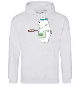 Женская толстовка (худи) Ведмідь Білий Серый меланж фото