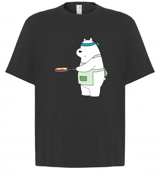 Футболка Оверсайз Ведмідь Білий Черный фото