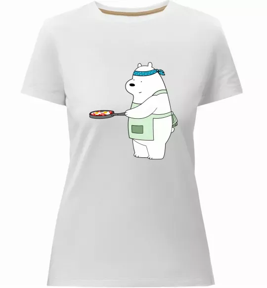 Женская премиум футболка Ведмідь Білий Белый фото