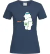 Жіноча футболка Ведмідь Білий Темно-синій фото