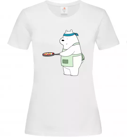 Жіноча футболка Ведмідь Білий Білий фото