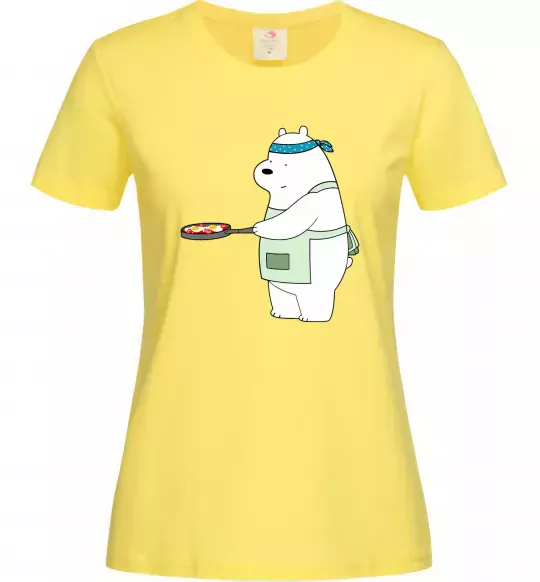 Жіноча футболка Ведмідь Білий Лимонний фото