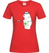 Жіноча футболка Ведмідь Білий Червоний фото