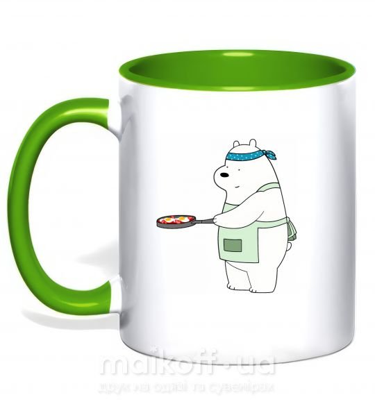 Чашка с цветной ручкой Обычные медведи Белый Зеленый фото