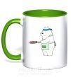 Чашка з кольоровою ручкою Обычные медведи Белый Зелений фото