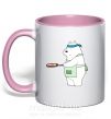 Чашка с цветной ручкой Обычные медведи Белый Нежно розовый фото