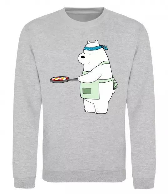 Свитшот Ведмідь Білий Серый меланж фото