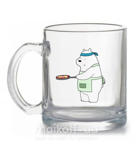 Чашка стеклянная Обычные медведи Белый Прозрачный фото