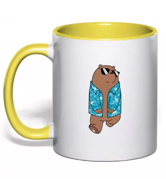 Чашка с цветной ручкой Обычные медведи Гриз Солнечно желтый фото