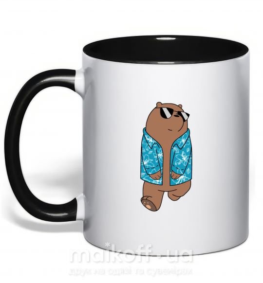 Чашка с цветной ручкой Обычные медведи Гриз Черный фото