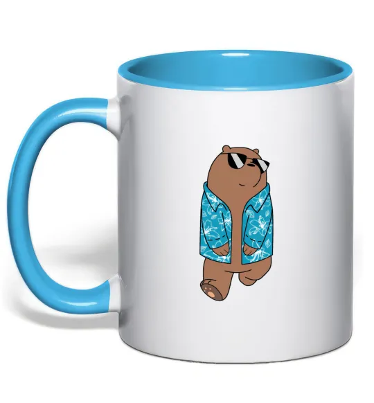 Чашка с цветной ручкой Обычные медведи Гриз Голубой фото