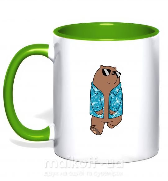 Чашка з кольоровою ручкою Обычные медведи Гриз Зелений фото