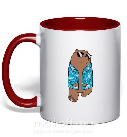 Чашка с цветной ручкой Обычные медведи Гриз Красный фото