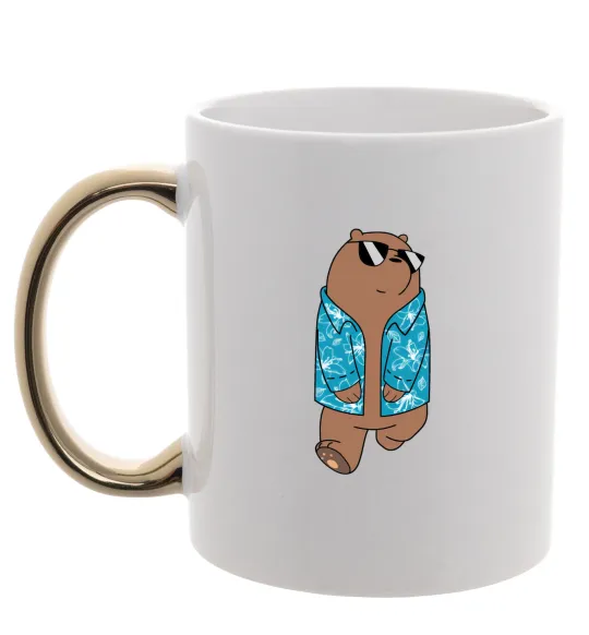 Чашка с цветной ручкой Обычные медведи Гриз Золото фото