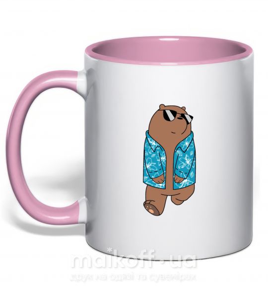 Чашка з кольоровою ручкою Обычные медведи Гриз Ніжно рожевий фото