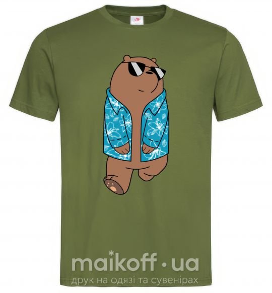 Мужская футболка Обычные медведи Гриз Оливковый фото