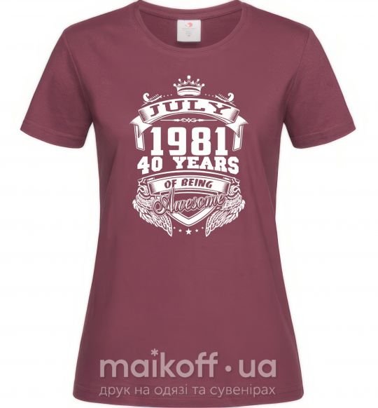Женская футболка July 1981 awesome made in розмір L Бордовый фото