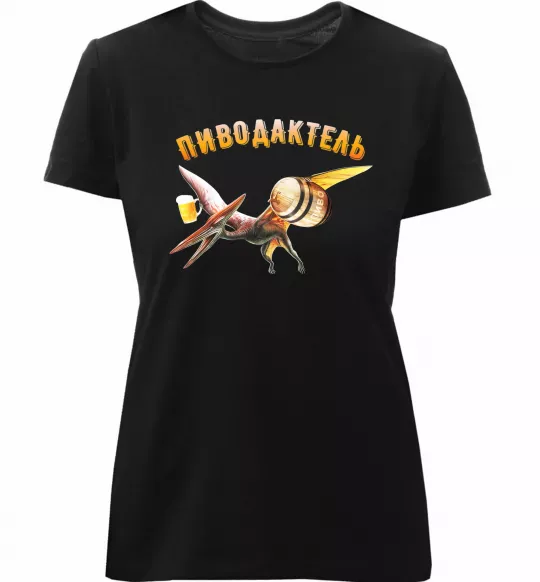 Жіноча преміум футболка Пиводактель Чорний фото