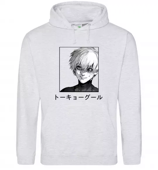 Мужская толстовка (худи) Гуль чорний Серый меланж фото