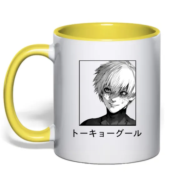 Чашка з кольоровою ручкою Гуль чорний Лимонний фото