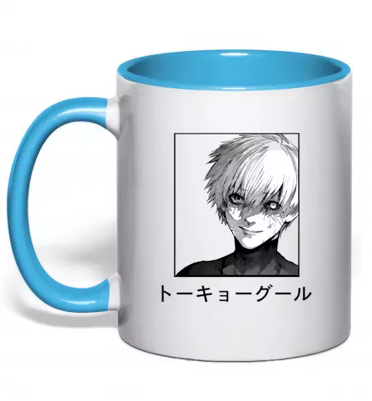 Чашка з кольоровою ручкою Гуль чорний Блакитний фото