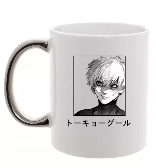 Чашка з кольоровою ручкою Гуль чорний Срібло фото