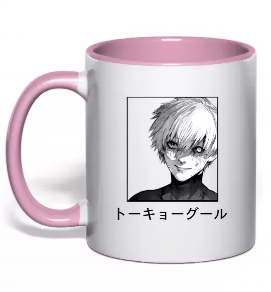 Чашка з кольоровою ручкою Гуль чорний Ніжно рожевий фото