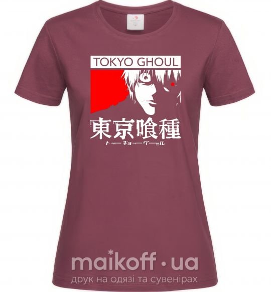 Жіноча футболка Tokyo ghoul бк Бордовий фото