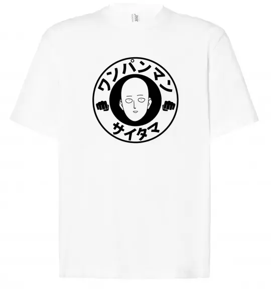 Футболка Оверсайз One punch man circle ч Белый фото