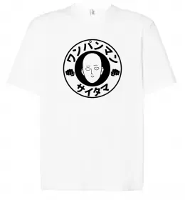 Футболка Оверсайз One punch man circle ч Белый фото