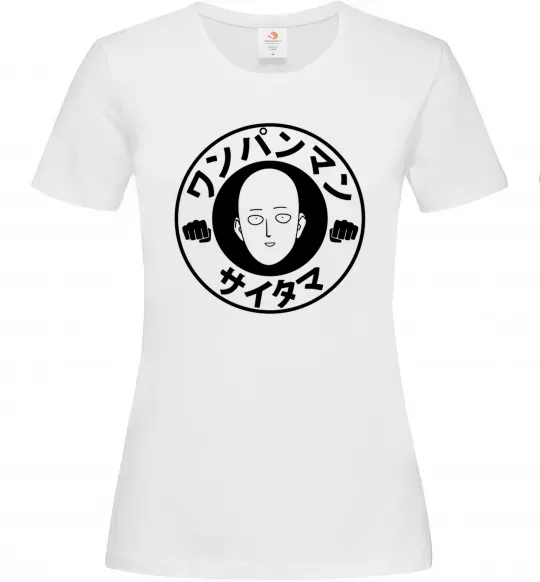 Женская футболка One punch man circle ч Белый фото