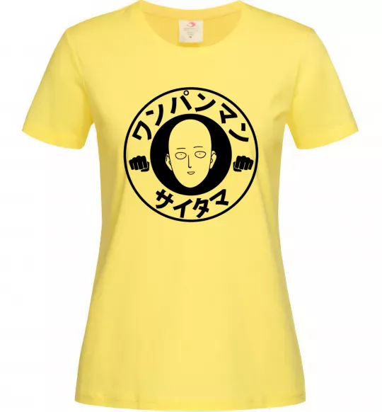 Женская футболка One punch man circle ч Лимонный фото