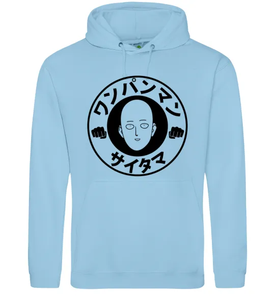 Чоловіча толстовка (худі) One punch man circle ч Блакитний фото
