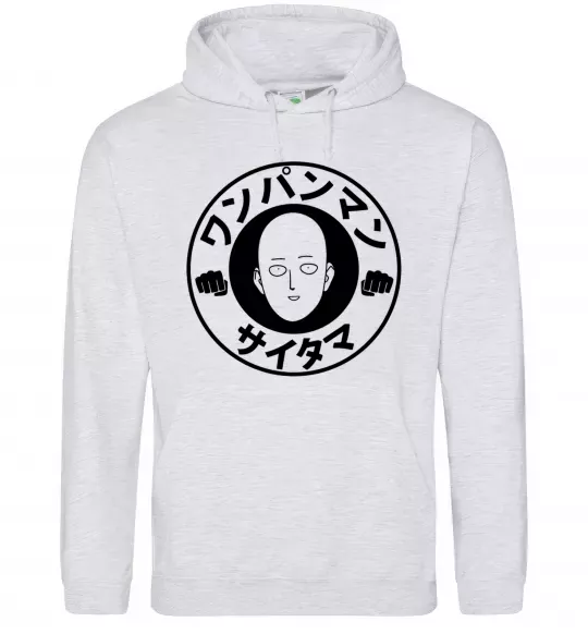 Женская толстовка (худи) One punch man circle ч Серый меланж фото