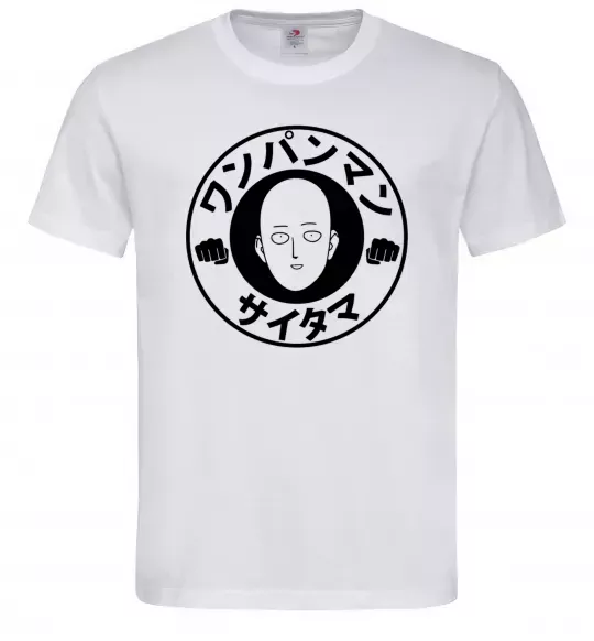 Мужская футболка One punch man circle ч Белый фото