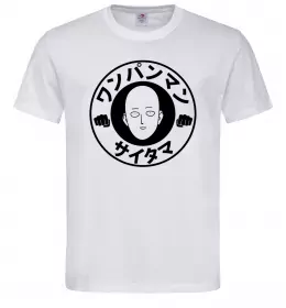 Мужская футболка One punch man circle ч Белый фото
