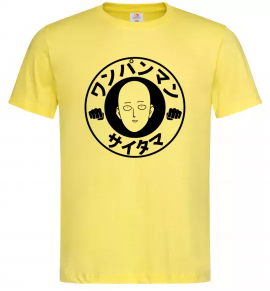 Мужская футболка One punch man circle ч Лимонный фото
