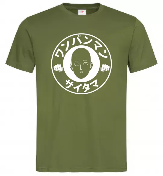 Мужская футболка One punch man circle ч Оливковый фото