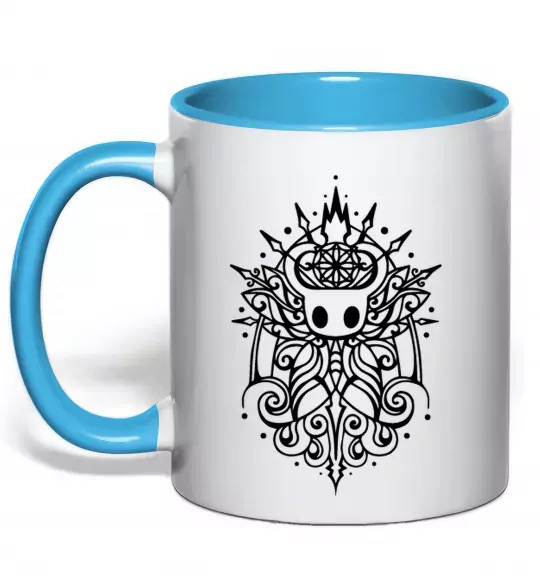 Чашка с цветной ручкой hollow night завитки Голубой фото