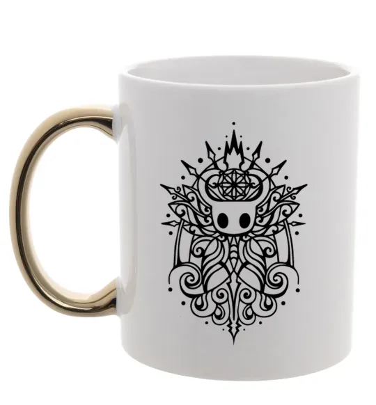 Чашка с цветной ручкой hollow night завитки Золото фото