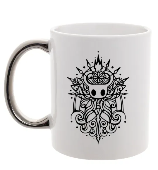 Чашка с цветной ручкой hollow night завитки Серебро фото